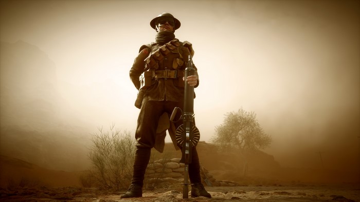 Soldier with machine gun in Battlefield 1