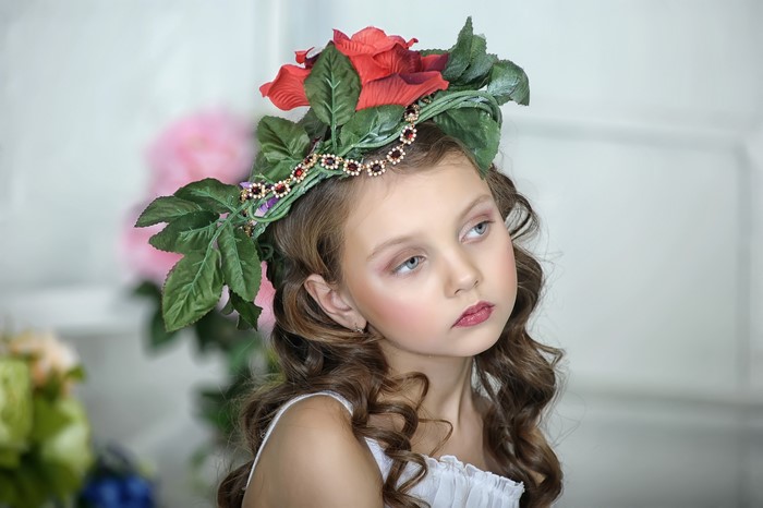 Beautiful Little Girl with Flower Crown