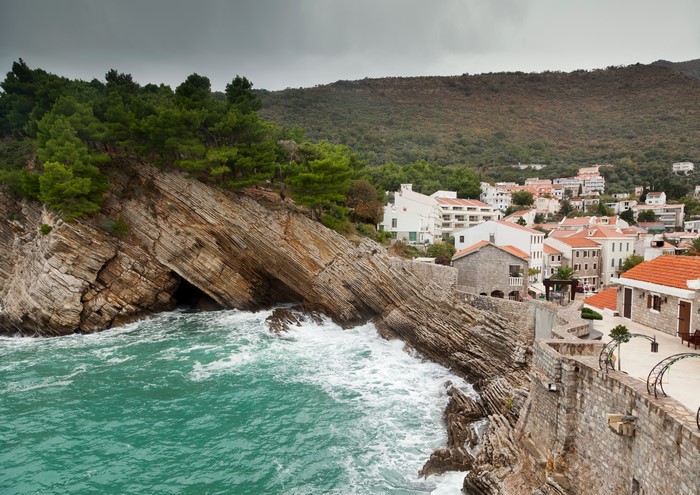 4K Kotor Montenegro Houses Coast
