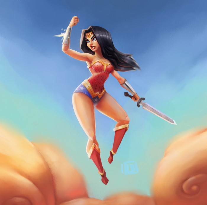 Wonder Woman with Sword in Sky