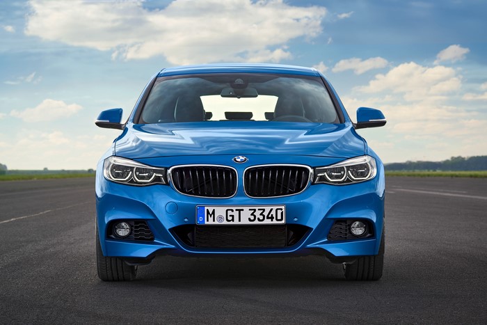 Blue BMW 3 Series Gran Turismo F34 Front View