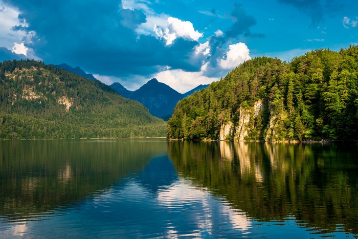 Lake Eibsee with Mountains and Forests in Bavaria, Germany