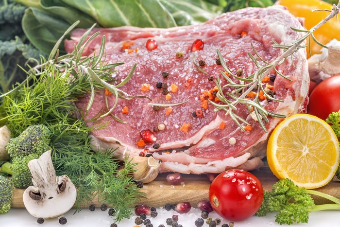 Raw Meat with Spices and Vegetables