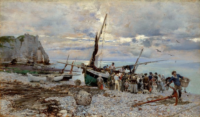 The Return of the Fishing Boats at Etretat by Giovanni Boldini