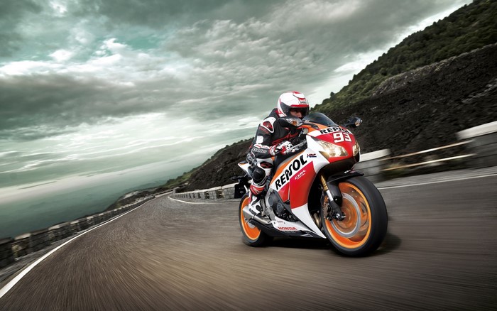 Honda CBR1000RR Repsol motorcycle on a mountain road