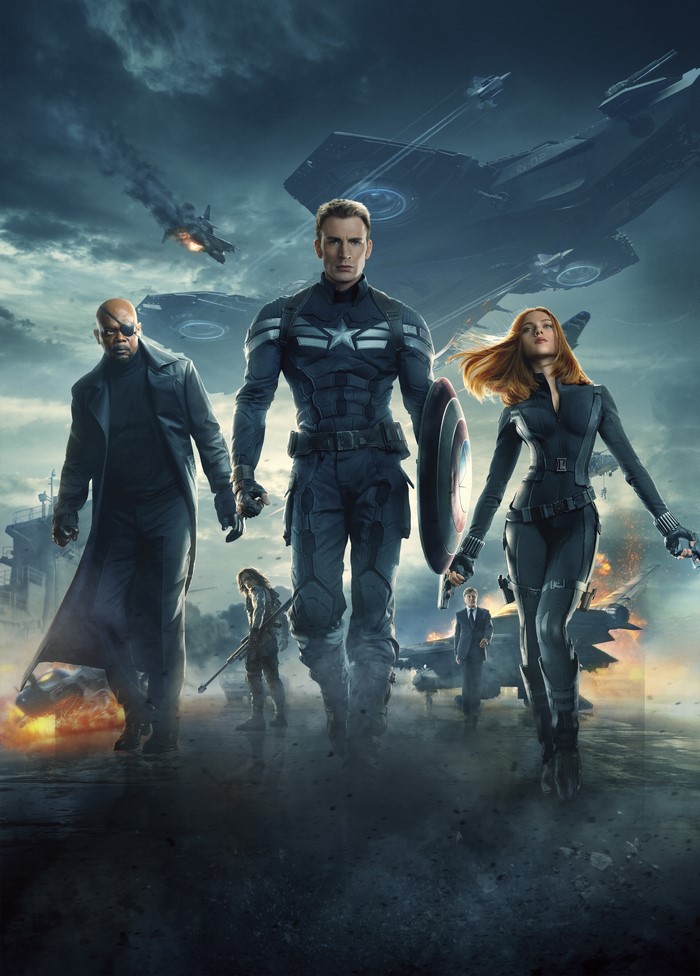 Captain America: The Winter Soldier with Black Widow and Nick Fury