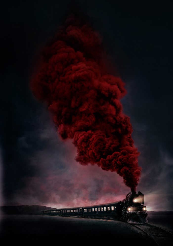 4K Train with Red Smoke