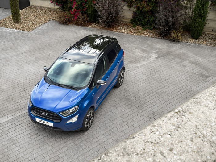 Blue 2017 Ford EcoSport ST-Line from above