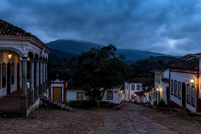 Street in Tiradentes, Brazil at Dusk