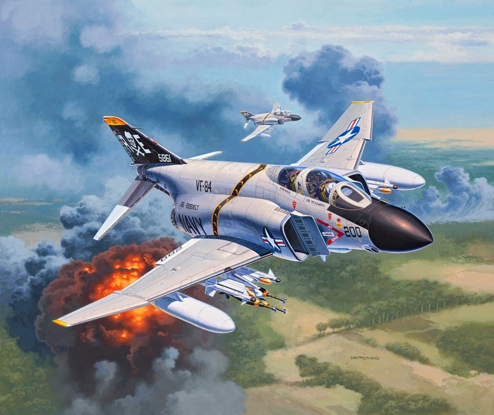 Set F-4J Phantom II Fighter Airplane in Flight