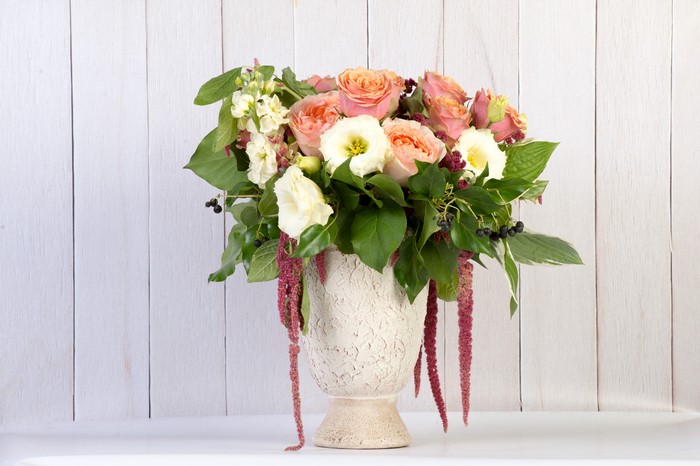 Bouquet of Roses and Eustoma in a Vase