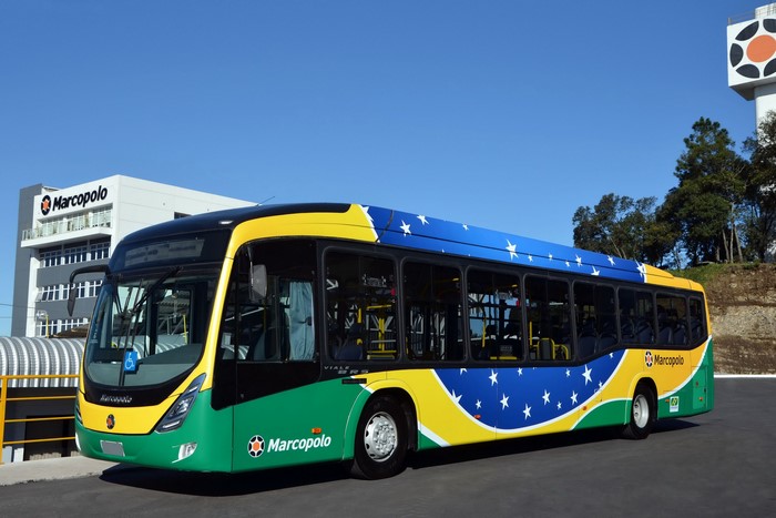 Marcopolo Viale BRS bus with Brazilian flag livery