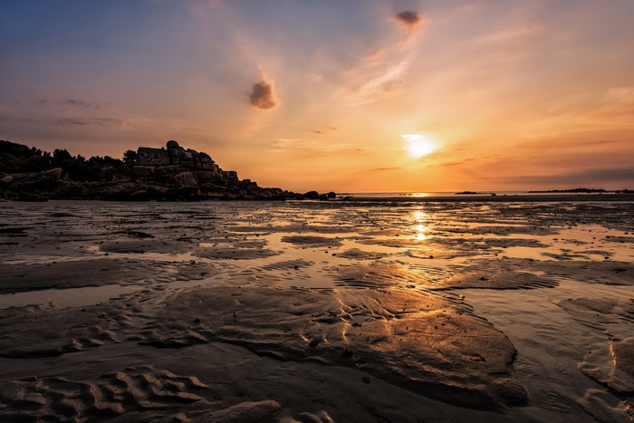 Sunset over Kerficiens Brittany Coast, France