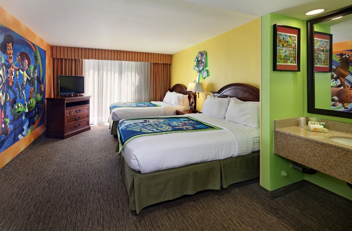 Toy Story Themed Hotel Room with Two Beds