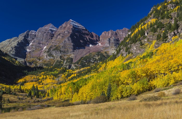 Maroon Bells Mountains in White River National Forest, Colorado