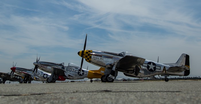 P-51D Fighter Airplanes Lined Up