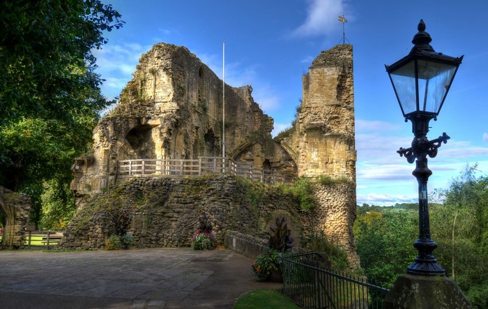 Knaresborough Castle Ruins with Street Lamp