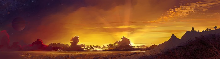 Fantastic world sunrise and sunset scenery with clouds