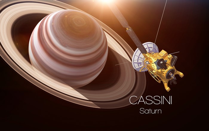 Cassini spacecraft near Saturn