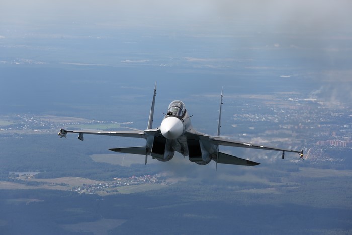 Sukhoi Su-30SM fighter jet in flight