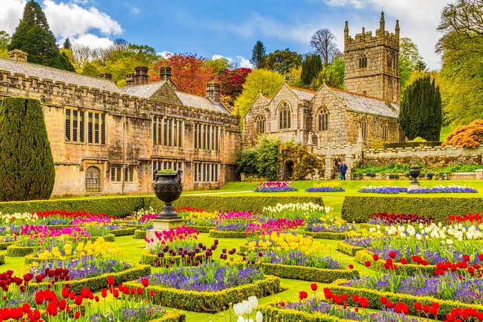 Lanhydrock House and St Hydroc Church Gardens in Cornwall, England