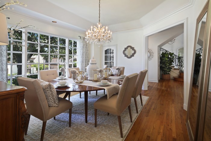Dining Room with Chandelier and Table