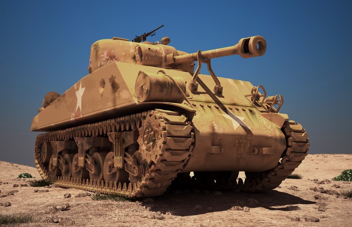 M4A3 Sherman tank in desert environment