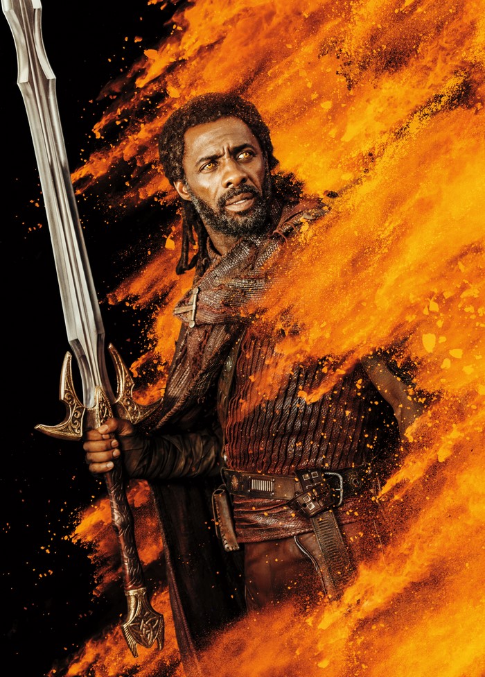 Heimdall from Thor: Ragnarok holding a sword