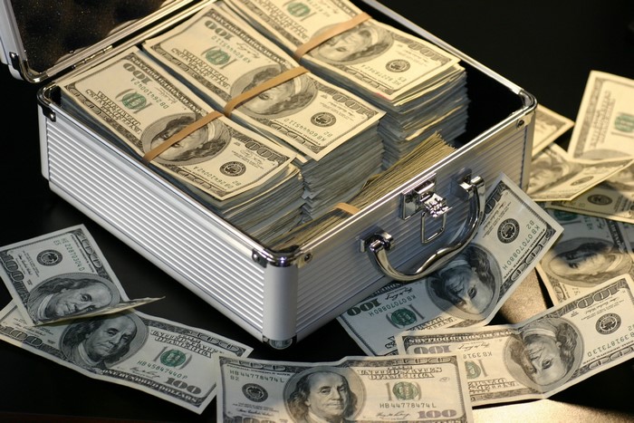 Suitcase full of 100 dollar bills
