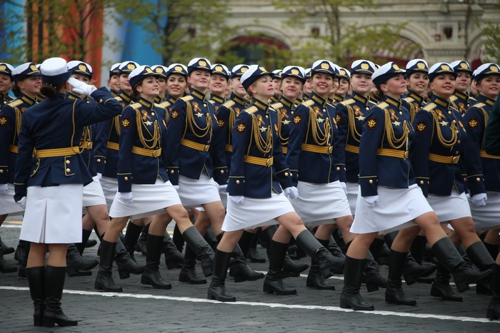 Russian female cadets in military parade