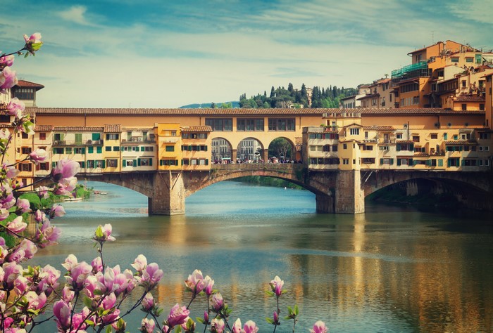 Ponte Vecchio bridge over Arno River in Florence, Italy
