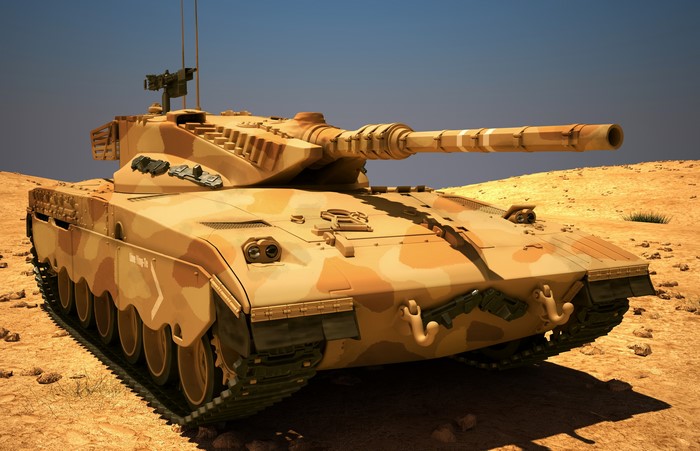 4K Merkava tank in desert environment