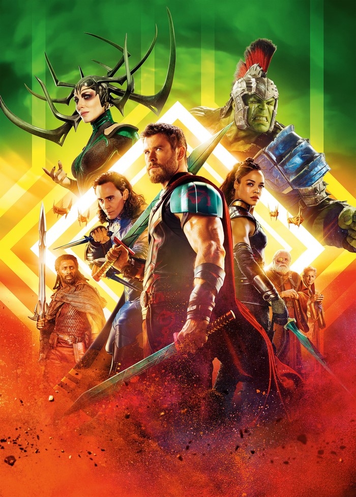 Thor: Ragnarok Poster with Thor, Loki, Hulk, Hela, Valkyrie, and Skurge