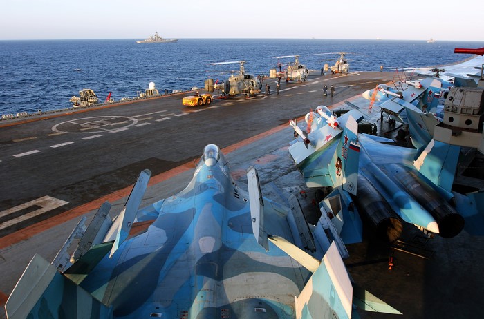 4K Su-33 Fighter Jets on Admiral Kuznetsov Aircraft Carrier