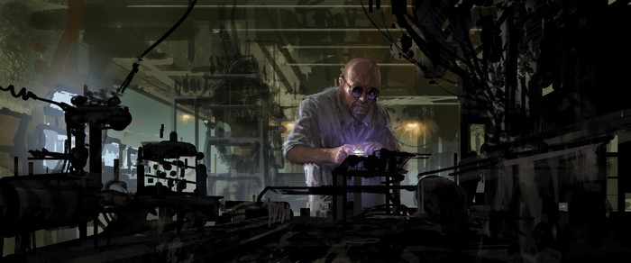 Man with glasses working in a workshop