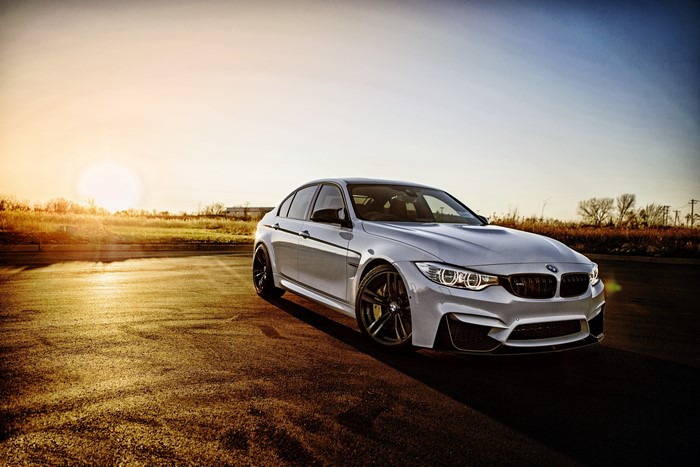 White BMW F80 Sedan at Sunset