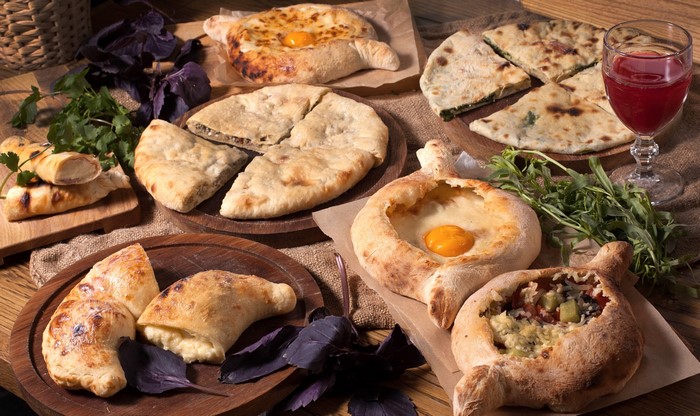 Assortment of Georgian Khachapuri and Lavash