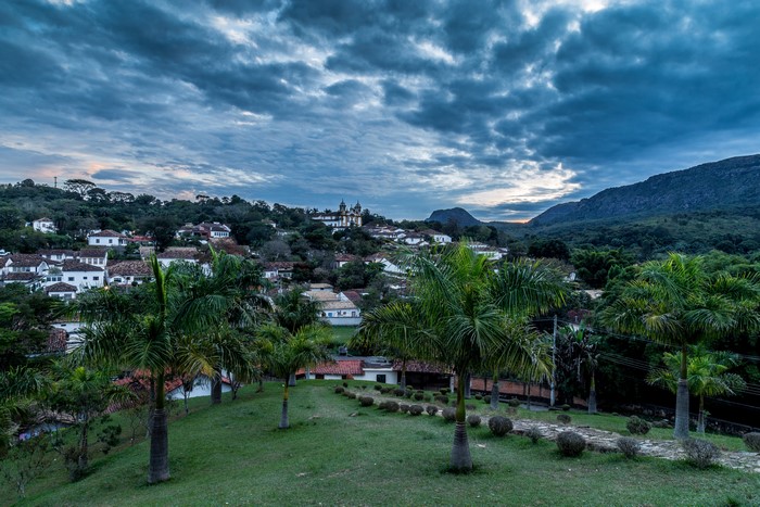 Houses and palm trees in Tiradentes, Brazil