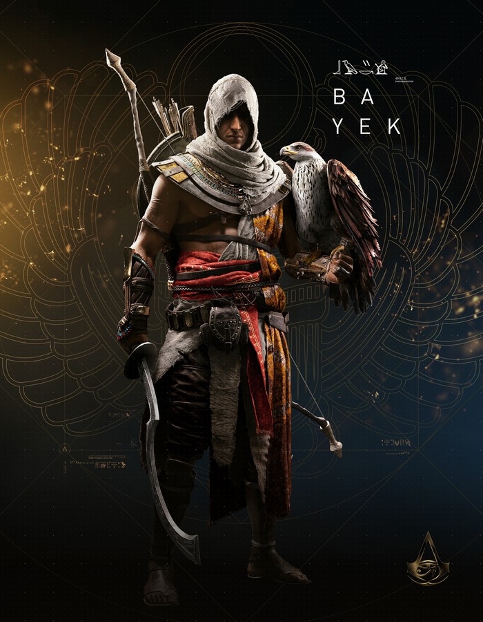 Bayek from Assassin's Creed Origins with Falcon