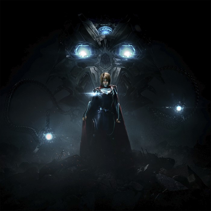 Supergirl from Injustice 2 with Brainiac's head