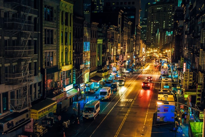 Night street in Chinatown, New York City
