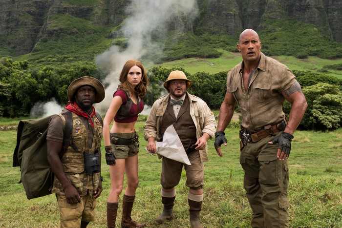 Kevin Hart, Karen Gillan, Jack Black, Dwayne Johnson from Jumanji: Welcome to the Jungle