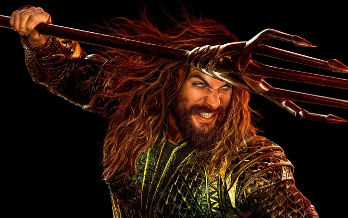 Aquaman from Justice League holding a trident