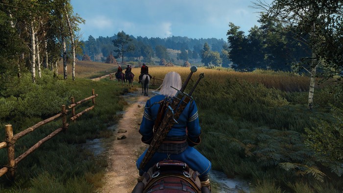 Geralt of Rivia from The Witcher 3: Wild Hunt on a trail