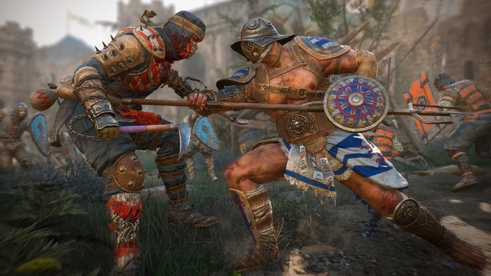 For Honor Warriors in Battle with Spears and Shields