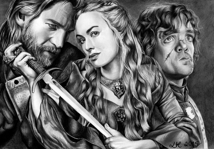 Jamie, Cersei, and Tyrion Lannister from Game of Thrones