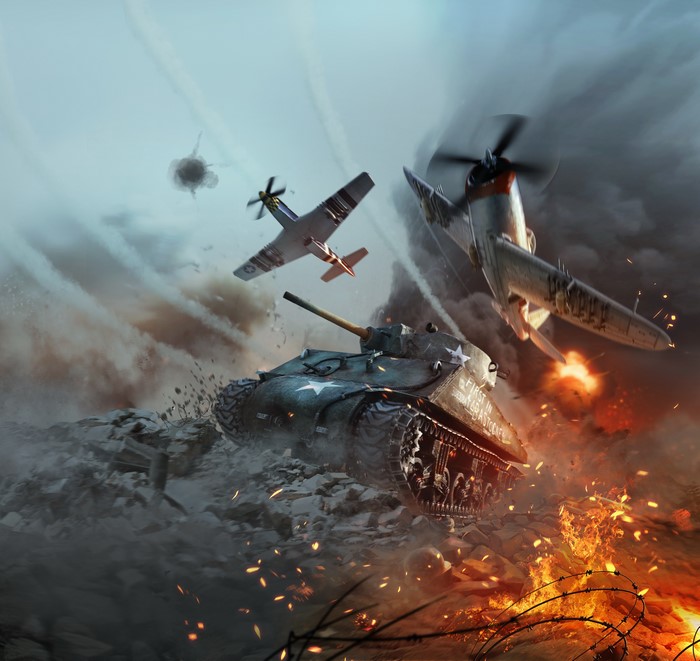 War Thunder 4K M4 Sherman Tank and Airplane Battle