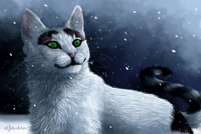 Painting Art of a Cat in Snow
