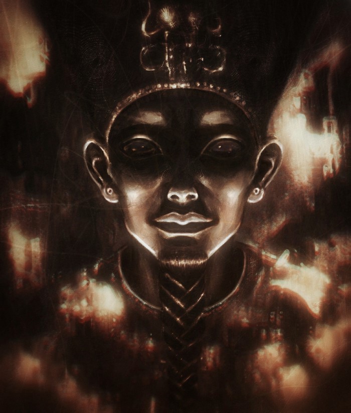 Pharaoh's face with headdress and beard