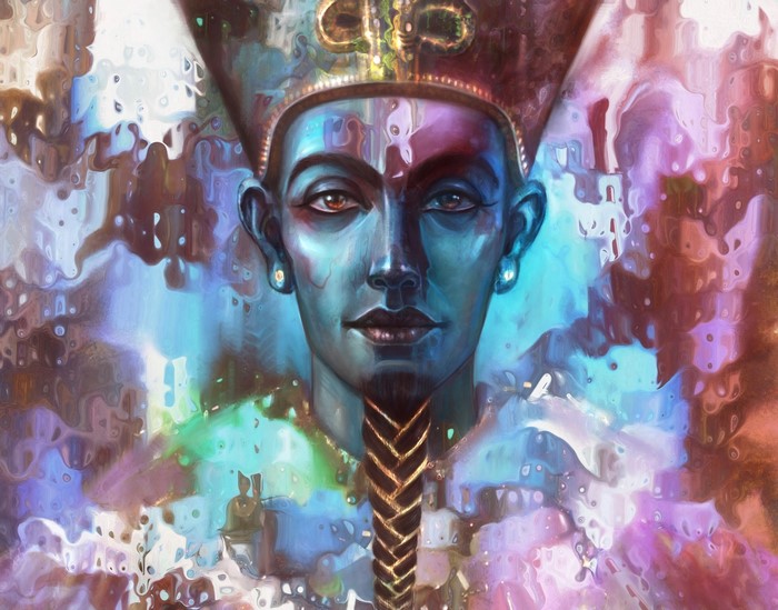 Pharaoh's portrait with abstract background